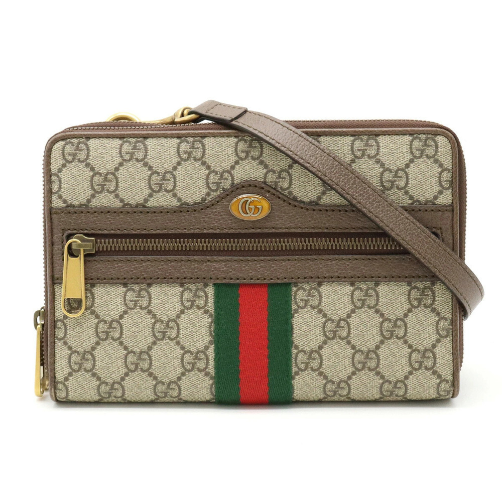 Gucci Ophidia GG Supreme Sherry Shoulder Bag Leather Beige Cream Brown
